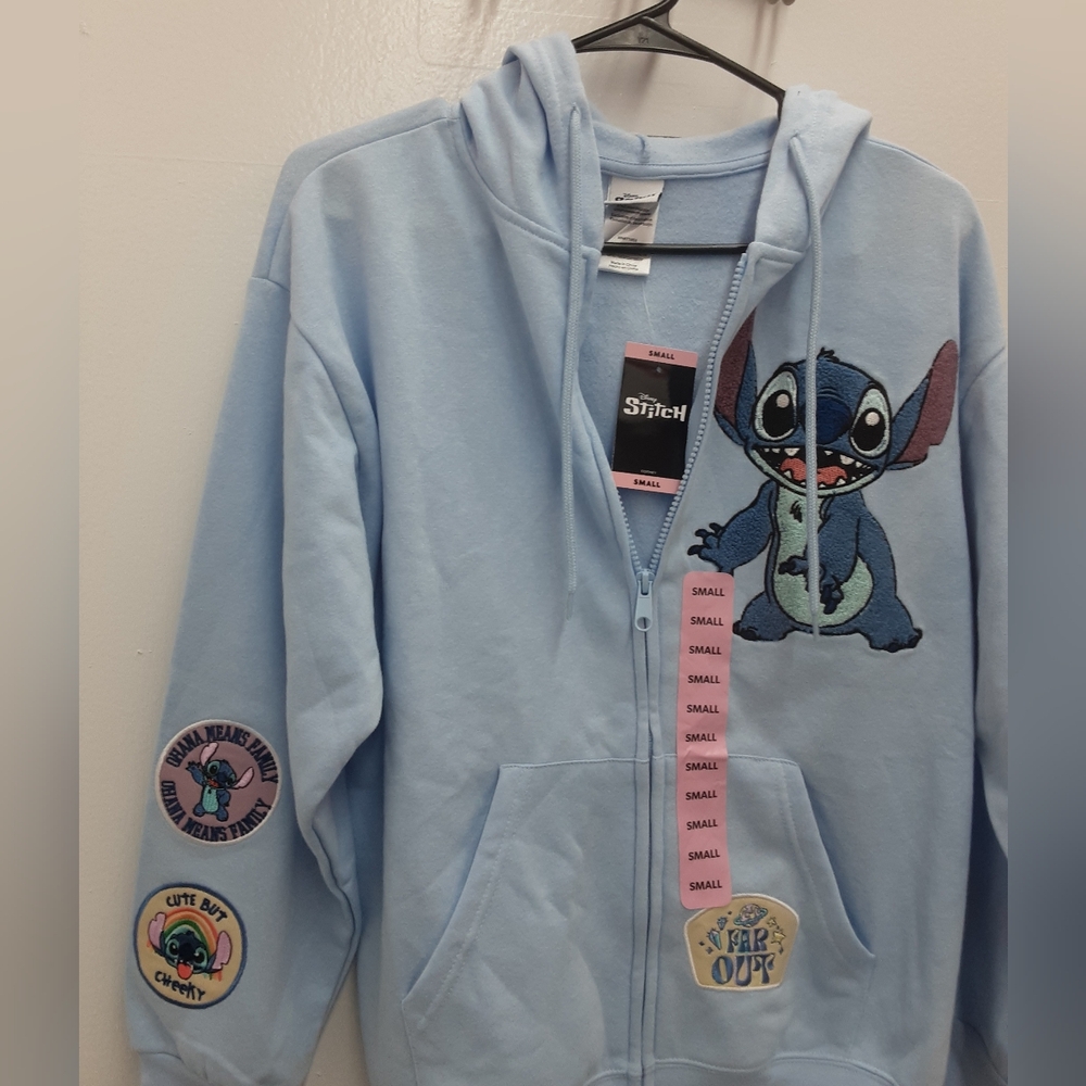 NWT!!! Disney Brand Baby Blue Stitch Zip Hoodie. Size S - Picture 2 of 10